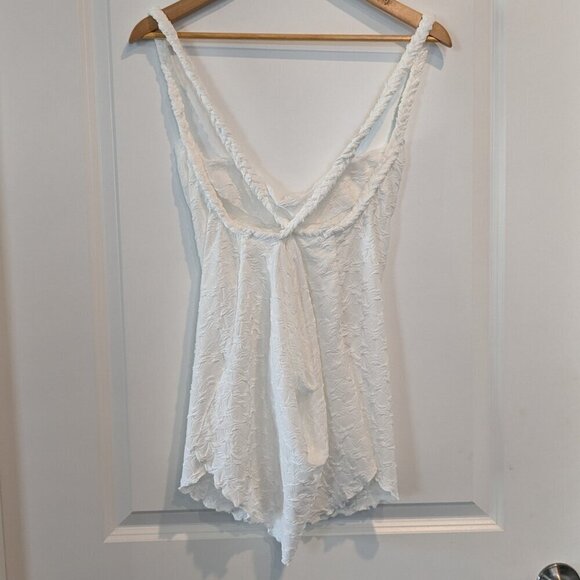 Free People Tank Top Size XL White Crossback Textured Sleeveless MyKonos NWT - Picture 7 of 16